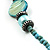 Turquoise Coloured Glass, Shell & Mother of Pearl Floral Choker Necklace (Silver Tone) - view 6
