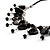 Black Shell Composite Charm Leather Style Necklace (Silver Tone) - view 3