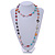 Multicoloured Long Shell Composite & Imitation Pearl Bead Silver Tone Necklace - 110cm Long - view 2