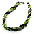 4 Strand Twisted Glass And Ceramic Choker Necklace (Black, Green & Metallic Silver) - 50cm L