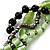 4 Strand Twisted Glass And Ceramic Choker Necklace (Black, Green & Metallic Silver) - 50cm L - view 5
