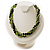 4 Strand Twisted Glass And Ceramic Choker Necklace (Black, Green & Metallic Silver) - 50cm L - view 3