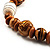 Wooden Bead Leather Style Cord Necklace (Light Brown & Golden) - view 6