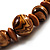Wooden Bead Leather Style Cord Necklace (Light Brown & Golden) - view 5