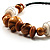 Wooden Bead Leather Style Cord Necklace (Light Brown & Golden) - view 7