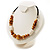 Wooden Bead Leather Style Cord Necklace (Light Brown & Golden) - view 8