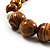 Wood & Ceramic Graduated Bead Necklace (Light Brown, Cream & Black) - 44cm L/ 3cm Ext - view 4
