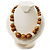 Wood & Ceramic Graduated Bead Necklace (Light Brown, Cream & Black) - 44cm L/ 3cm Ext