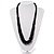 Black Bead & Button Wood Graduated Necklace - 66cm - view 2