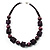 Deep Purple Wood Button & Bead Chunky Necklace - 62cm Length - view 6