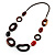 Wood Link & Glass Nugget Leather Style Necklace (Dark Brown, Dark Orange & Black) - 70cm L - view 8