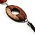 Wood Link & Glass Nugget Leather Style Necklace (Dark Brown, Dark Orange & Black) - 70cm L - view 6