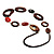 Wood Link & Glass Nugget Leather Style Necklace (Dark Brown, Dark Orange & Black) - 70cm L - view 7