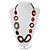 Wood Link & Glass Nugget Leather Style Necklace (Dark Brown, Dark Orange & Black) - 70cm L - view 2