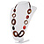 Wood Link & Glass Nugget Leather Style Necklace (Dark Brown, Dark Orange & Black) - 70cm L - view 9