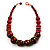 Chunky Colour Fusion Wood Bead Necklace (Cranberry Red, Gold, Light Green & Black) - 48cm L
