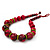 Chunky Colour Fusion Wood Bead Necklace (Cranberry Red, Gold, Light Green & Black) - 48cm L - view 8