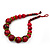 Chunky Colour Fusion Wood Bead Necklace (Cranberry Red, Gold, Light Green & Black) - 48cm L - view 3