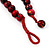 Chunky Colour Fusion Wood Bead Necklace (Cranberry Red, Gold, Light Green & Black) - 48cm L - view 9