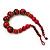 Chunky Colour Fusion Wood Bead Necklace (Cranberry Red, Gold, Light Green & Black) - 48cm L - view 10