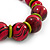 Chunky Colour Fusion Wood Bead Necklace (Cranberry Red, Gold, Light Green & Black) - 48cm L - view 4