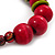 Chunky Colour Fusion Wood Bead Necklace (Cranberry Red, Gold, Light Green & Black) - 48cm L - view 5