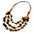 Long Layered Beige Brown Wood Bead Cotton Cord Necklace -90cm Length - view 3