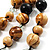 Long Layered Beige Brown Wood Bead Cotton Cord Necklace -90cm Length - view 4