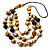 Long Layered Beige Brown Wood Bead Cotton Cord Necklace -90cm Length - view 5