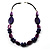Purple Wood Bead Black Faux Leather Necklace - 76cm L - view 5