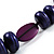 Purple Wood Bead Black Faux Leather Necklace - 76cm L - view 4