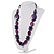 Purple Wood Bead Black Faux Leather Necklace - 76cm L - view 10