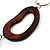 Wood & Silver Tone Metal Link Leather Style Long Necklace (Dark Brown, Coral, Black & White) - 76cm L - view 6