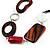 Wood & Silver Tone Metal Link Leather Style Long Necklace (Dark Brown, Coral, Black & White) - 76cm L - view 4