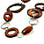 Wood & Silver Tone Metal Link Leather Style Long Necklace (Dark Brown & Black) -76cm L - view 3