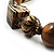Animal Print Chunky Wood Bead Long Necklace (Cream, Black & Antique Silver) - 68cm L - view 1