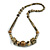 Animal Print Chunky Wood Bead Long Necklace (Cream, Black & Antique Silver) - 68cm L - view 7