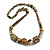 Animal Print Chunky Wood Bead Long Necklace (Cream, Black & Antique Silver) - 68cm L - view 8