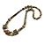 Animal Print Chunky Wood Bead Long Necklace (Cream, Black & Antique Silver) - 68cm L - view 9