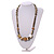 Animal Print Chunky Wood Bead Long Necklace (Cream, Black & Antique Silver) - 68cm L - view 11