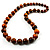 Long Graduated Wooden Bead Colour Fusion Necklace (Light Brown & Black) - 64cm L