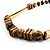 Long Chunky Wooden Geometric Necklace (Brown & Beige) - 60cm Length - view 8