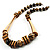 Long Chunky Wooden Geometric Necklace (Brown & Beige) - 60cm Length - view 2