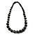 Animal Print Wooden Bead Necklace (Black & Metallic Silver) - 68cm Length - view 5