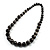 Animal Print Wooden Bead Necklace (Black & Metallic Silver) - 68cm Length - view 7