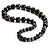 Animal Print Wooden Bead Necklace (Black & Metallic Silver) - 68cm Length - view 8