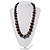 Animal Print Wooden Bead Necklace (Black & Metallic Silver) - 68cm Length - view 2