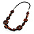 Long Geometric Wooden Link Leather Style Necklace (Dark Brown & Black) - 70cm - view 8