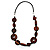 Long Geometric Wooden Link Leather Style Necklace (Dark Brown & Black) - 70cm - view 9