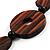 Long Geometric Wooden Link Leather Style Necklace (Dark Brown & Black) - 70cm - view 5